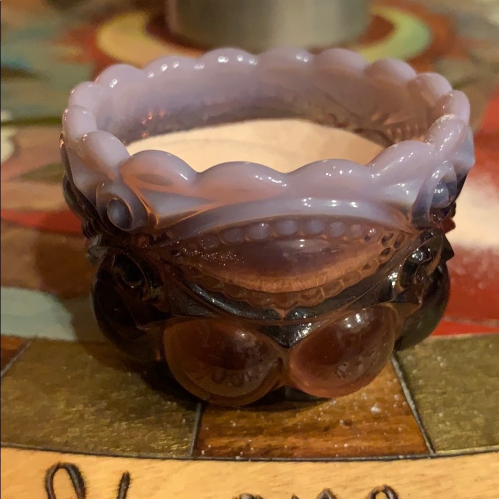 Salt Cellar.crystal ball holder Glass Bowl. Boho Purple Gypsy Amethyst Bowl.